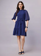 Chiffon Midi Shirt Dress with Belt and Pocket