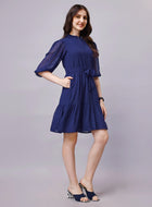 Chiffon Midi Shirt Dress with Belt and Pocket