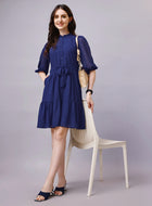 Chiffon Midi Shirt Dress with Belt and Pocket