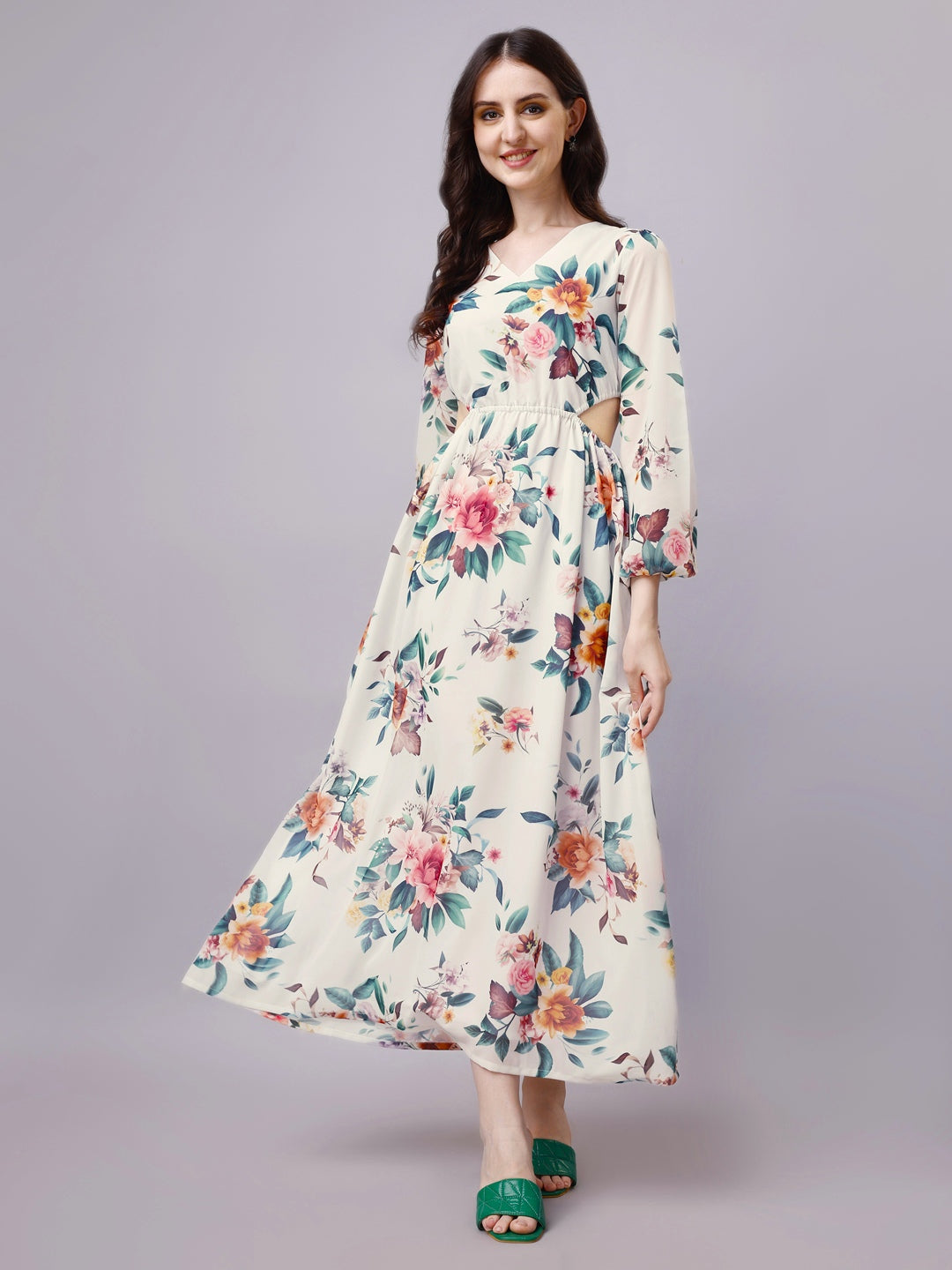 Side Cut Georgette Maxi Dress