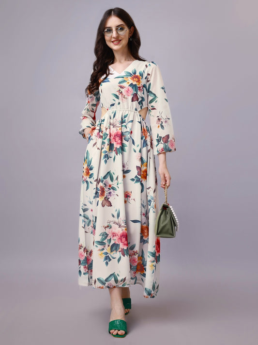 Side Cut Georgette Maxi Dress