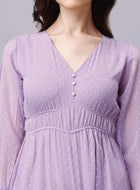 Lilac Chiffon Midi Cute Dress