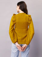 Chiffon Pin Tucks Ruffled Tops