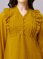 Chiffon Pin Tucks Ruffled Tops