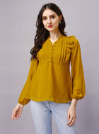 Chiffon Pin Tucks Ruffled Tops