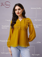 Chiffon Pin Tucks Ruffled Tops