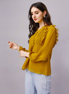 Chiffon Pin Tucks Ruffled Tops