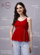 Premium Georgette Cute Red Peplum Top