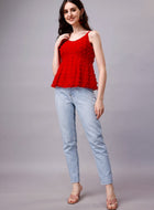 Premium Georgette Cute Red Peplum Top
