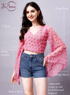 Georgette Angle Sleeve Pink Wrap Top