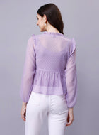 Ruffled Peplum Chiffon Top with Inner