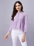 Ruffled Peplum Chiffon Top with Inner