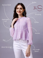 Ruffled Peplum Chiffon Top with Inner