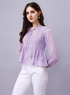 Ruffled Peplum Chiffon Top with Inner