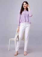 Ruffled Peplum Chiffon Top with Inner