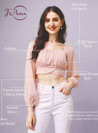 Beige Chiffon Crop Top with Bow