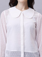 Sheer Chiffon Classy White Shirts