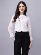 Sheer Chiffon Classy White Shirts