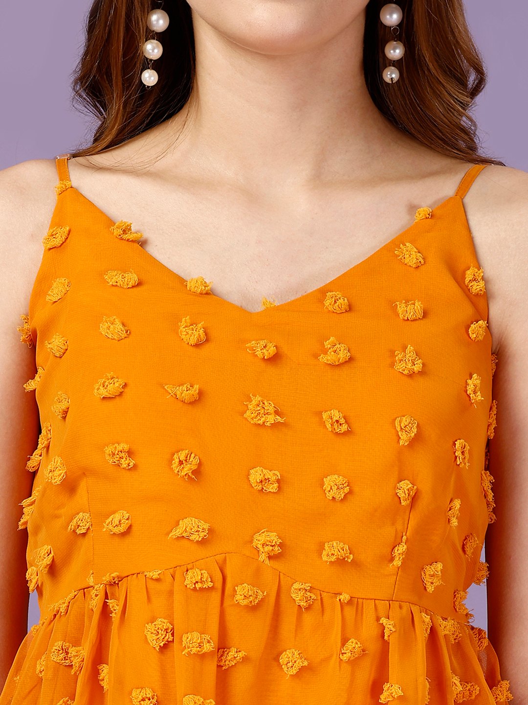 Premium Georgette Cute Mustard Yellow Peplum Top