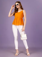 Premium Georgette Cute Mustard Yellow Peplum Top