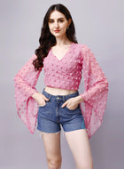 Georgette Angle Sleeve Pink Wrap Top