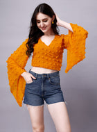 Georgette Angle Sleeve Mustard Wrap Top