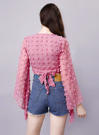 Georgette Angle Sleeve Pink Wrap Top