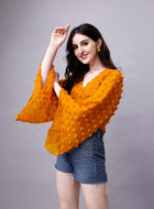Georgette Angle Sleeve Mustard Wrap Top
