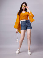 Georgette Angle Sleeve Mustard Wrap Top