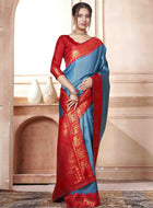 Azure Blue Kanjivaram Silk Saree