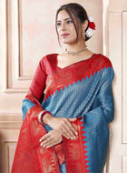 Azure Blue Kanjivaram Silk Saree