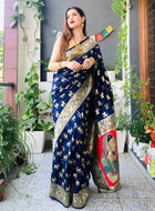 Banarasi Silk Saree Navy Blue