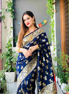 Banarasi Silk Saree Navy Blue