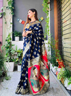 Banarasi Silk Saree Navy Blue