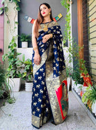 Banarasi Silk Saree Navy Blue