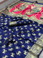 Banarasi Silk Saree Navy Blue