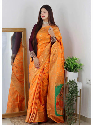 Banarasi Silk Saree Orange