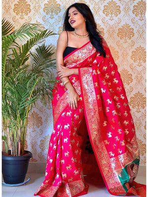 Banarasi Silk Saree Pink