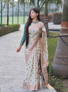 Banarasi Silk Saree White