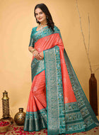 Bandhini Saree Carrot Red