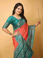 Bandhini Saree Carrot Red