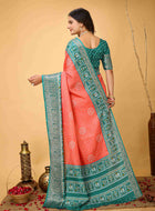Bandhini Saree Carrot Red