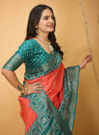 Bandhini Saree Carrot Red