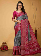 Bandhini Saree Grey