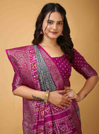 Bandhini Saree Grey