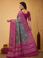 Bandhini Saree Grey