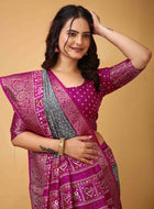 Bandhini Saree Grey