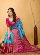 Bandhini Saree Sky Blue