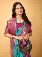 Bandhini Saree Teal Blue