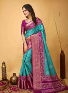 Bandhini Saree Teal Blue